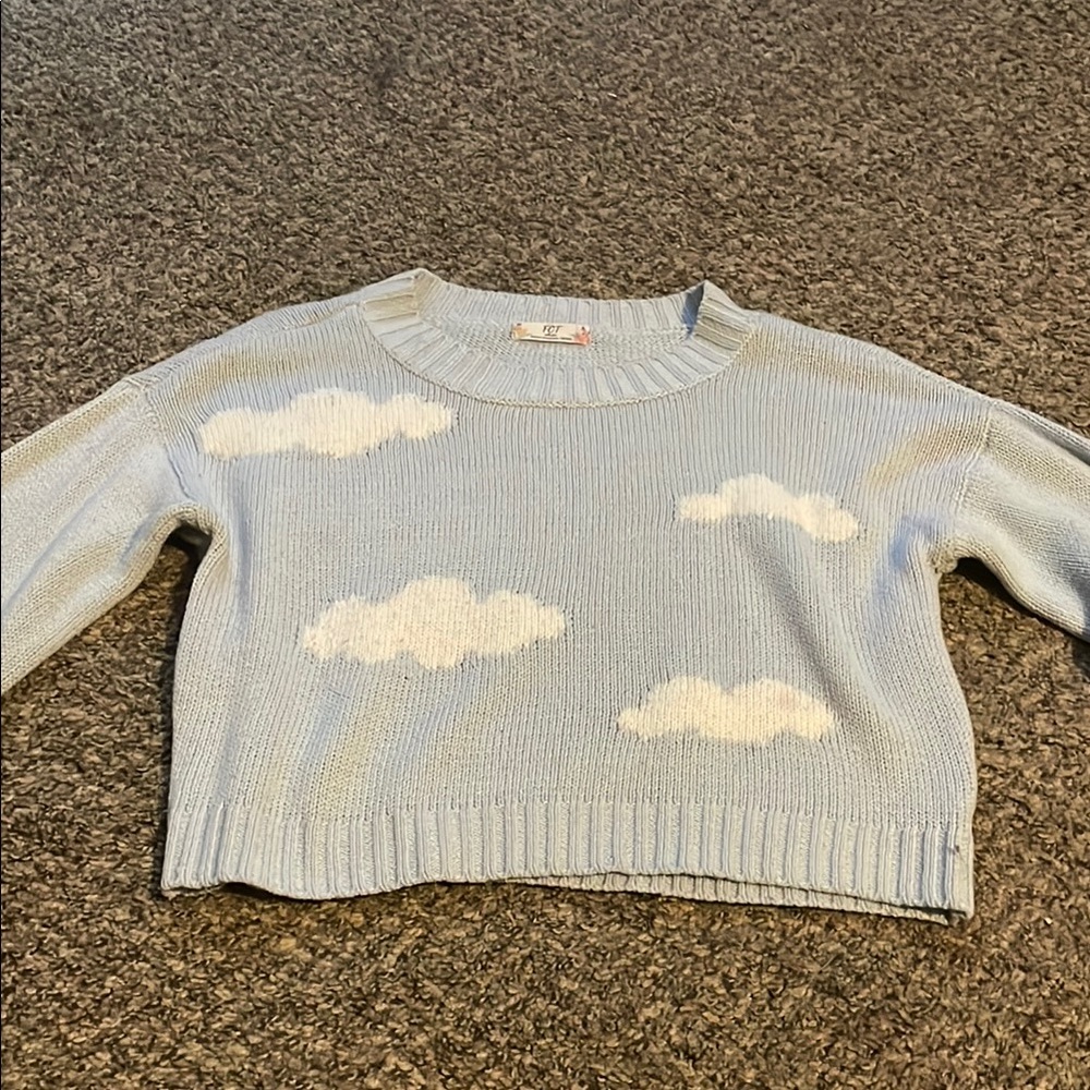 Cloud Patterned Blue Sweater